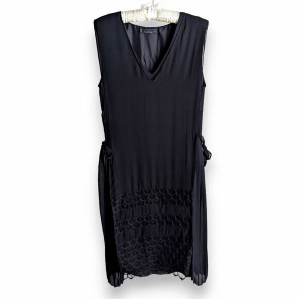 Jenni Kayne‎ Dress size S Silk Black Lace Pleated V Neck Sleeveless Shift Luxe - Picture 2 of 8